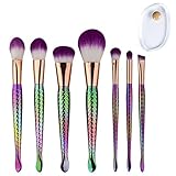 Affei 7Pcs Mermaid MakeUp Brushes Set Eyebrow Eyeliner Blush Foudation Cosmetic Tools