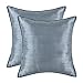 CaliTime Pack of 2 Silky Throw Pillow Covers Cases for Couch Sofa Bed Modern Light Weight Dyed Striped 18 X 18 Inches Gray