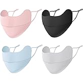 XZSXSL UV Face Mask Sun Protection,Sun Face Mask UV Protection ,UPF 50+Blocks 98% of UVA/UVB Rays,Ice Silk Sun Shield with Adjustable Ear Loops for Women and Men, 4 Pack (Pink, Black, Gray,Blue)