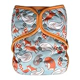 EcoAble Baby Day & Night All-In-One AIO Cloth Diaper w/ Reversible 2-in-1 Insert & Dual Pocket, Size 10-35Lb (Little Fox)