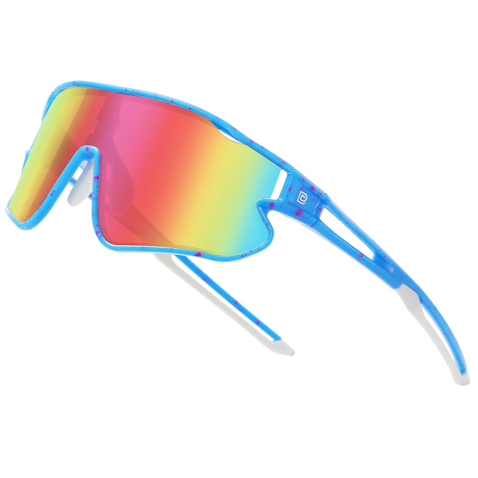 DUCO Kids Sunglasses Polarized UV Protection 400 - Kids Sports Sunglasses Boys with Lightweight TR90 Frame - Youth Baseball and Cycling Sun Glasses Light Blue Purple Dot Frame for Boys & Girls - DK268
