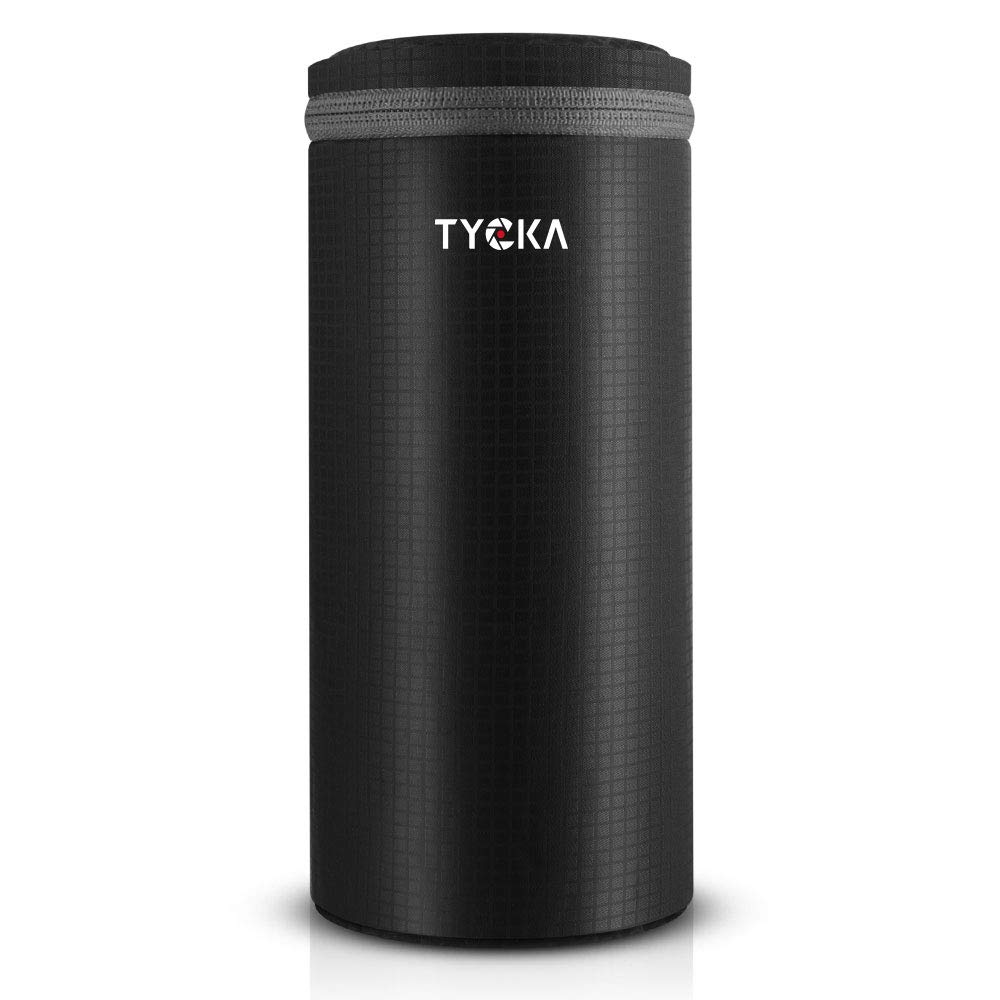 TYCKA Lens Pouch Water Resistant Camera Lens Cases Bag with Zipper for DSLR Camera Lens10 x 24.5 cm/3.94x 9.64 in, Black