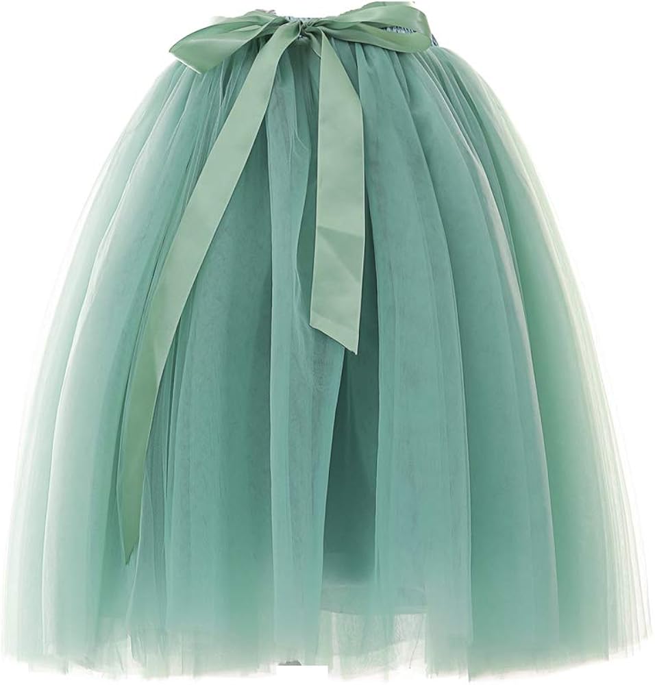 Women's Summer Fairy Knee Length Tulle Skirt Pleated Wedding Bridesmaid Sister Tutu Costume