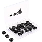 BEADIA Natural Black Onyx Rondelle Stone with Large Hole (4mm) Loose Semi Gemstone Beads for Jewelry Making 10mmx4mm 24pcs