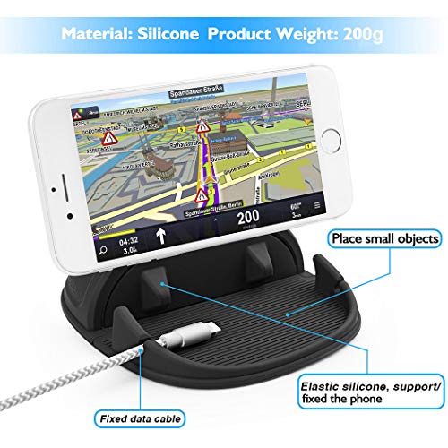 Besiva Car Phone Holder, Car Phone Mount Silicone Car Pad Mat for Various Dashboards, Anti-Slip Desk Phone Stand Compatible with iPhone, Samsung, Android Smartphones, GPS Devices and More