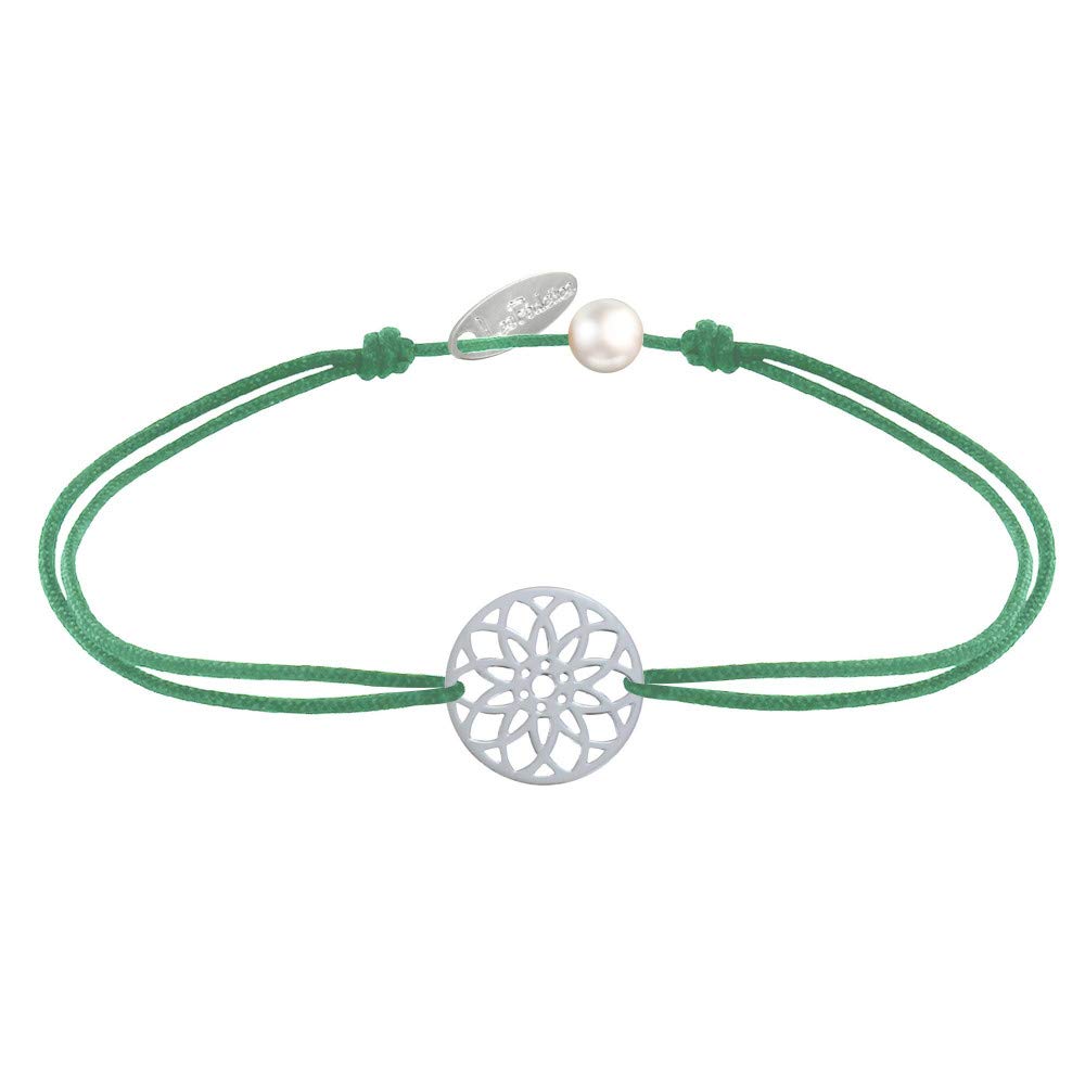 LES POULETTES BIJOUX - Bracelet Link 925 Silver Medal Mandala Seed of Life - Green