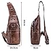 CHARMINER Men Sling Bag, Genuine Leather Chest Shoulder Messenger Bag Casual Crossbody Bag Daypacks Brown M