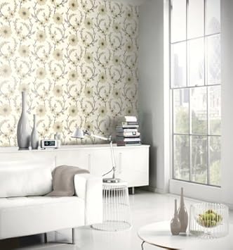 Neutral Beige Cream Grey 414204 Stansie Floral Arthouse Wallpaper Amazon Co Uk Diy Tools