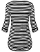 Messic Tunics for Women, Women's 3/4 Roll Up Sleeve High Low Hem Mid-Long Style Casual Knits Striped Shirts (XX-Large,Black)
