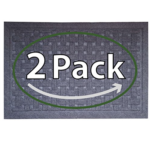 SafetyCare Rubber Backed Doormat - Charcoal Gray - 24 x 16 Inches - 2 Pack