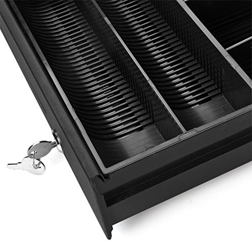 Flexzion Cash Register Drawer POS System Money Currency Box with 5 Compartment Bills & 8 Removable Coin Trays RJ-12 Key Lock For Restaurant Koisk Retail Compatible With Select EPSON Printers