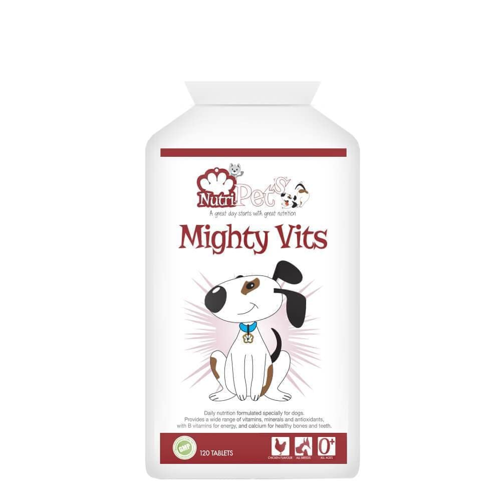 Nutri-Pets Mighty Vits - Premium Quality Formula - Essential Vitamins & Minerals for Dogs ensuring Optimum Health & Wellbeing - 120 Tablets up to 240 Days Supply