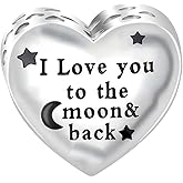 QeenseKc Moon Star Heart Charm I Love You to the Moon and Back Bead for Pandora Bracelet