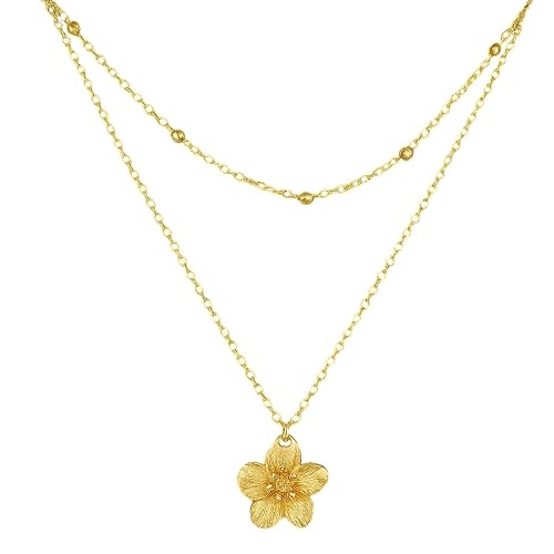 KxrTpx Flower Necklace for Women, Elegant Floral Statement Necklace, Long Gold Chain Necklace, Chunky Gold Necklace for Special Occasions