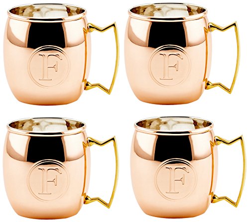 Old Dutch InternationalOld Dutch International 16 Oz. Solid Copper Moscow Mule Mugs, Monogram F, Set of 4