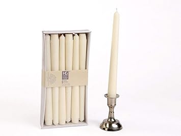 Hosley Pack of 6 Unscented 25.4cm High White Taper Candles