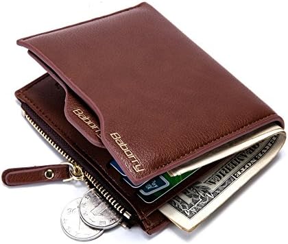 Baborry Mens RFID Blocking Bifold Synthetic Leather Wallet With Coin Pocket Removable Card Holder Coin Pocket (Brown)