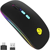 CC Store Wireless Mouse for Laptop,USB-C Rechargeable with Dual Connection | Bluetooth mouse with 2.4GHz USB receiver, silent slim design, adjustable DPI for laptop,MacBook,PC and tablet,Black