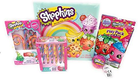 Shopkins Christmas Stocking Stuffer Candy Cane Gift Set Includes Candy Canes Ornament Calendar Play Pack