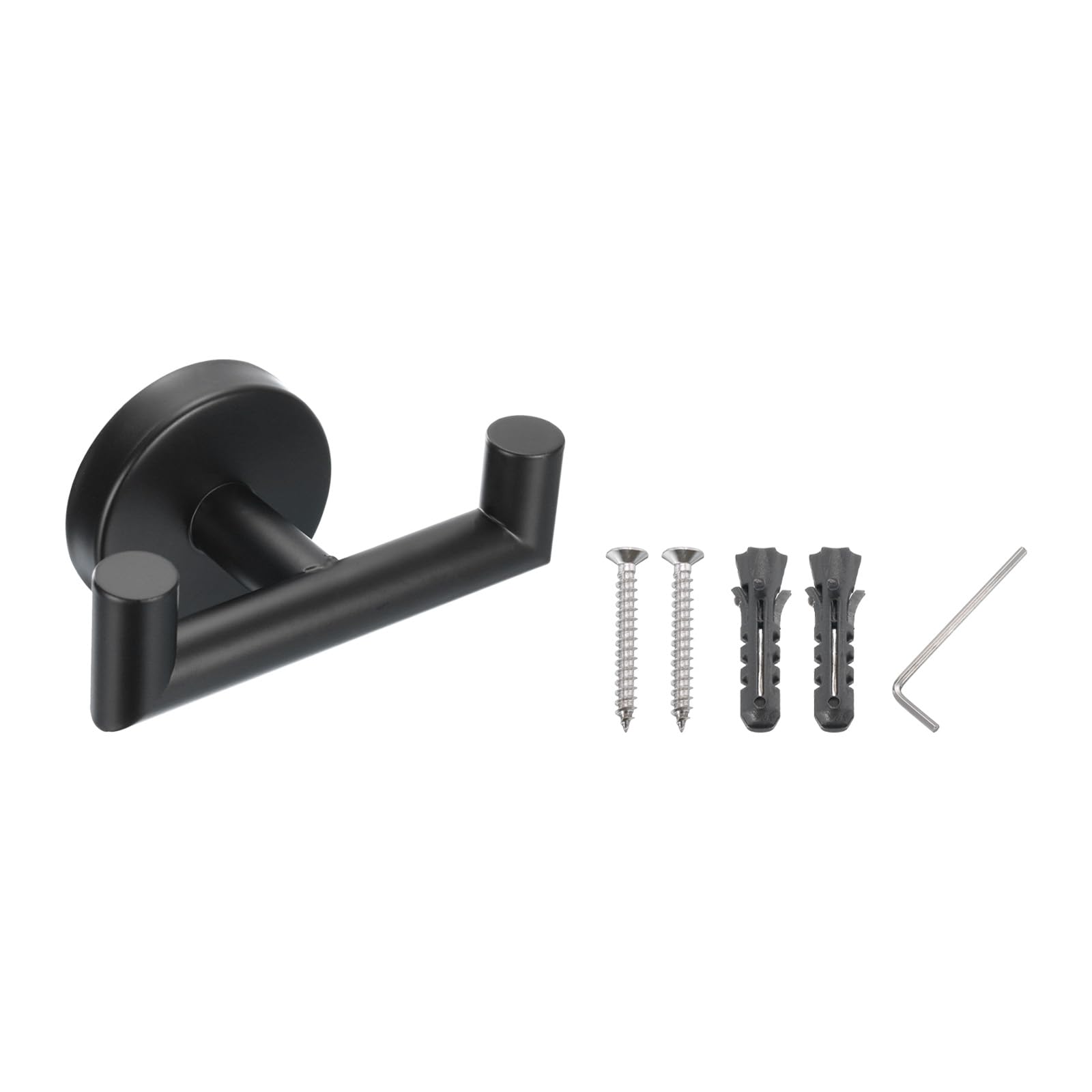 PATIKIL Double Towel Hook, Stainless Steel Wall Mounted Hanger Round Towel Holder for Hanging Bathroom, Bedroom, Dormitory, Hang Towel, Clothes, Coat, Robe, Hat, Black