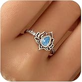 LOVECOM Lotus Ring for Women Teen Girls 925 Sterling Silver Lotus Flower Promise Rings Cubic Zirconia Begin Again My Trauma Inspirational Wedding Band Ring Jewelry Birthday Gifts for Her