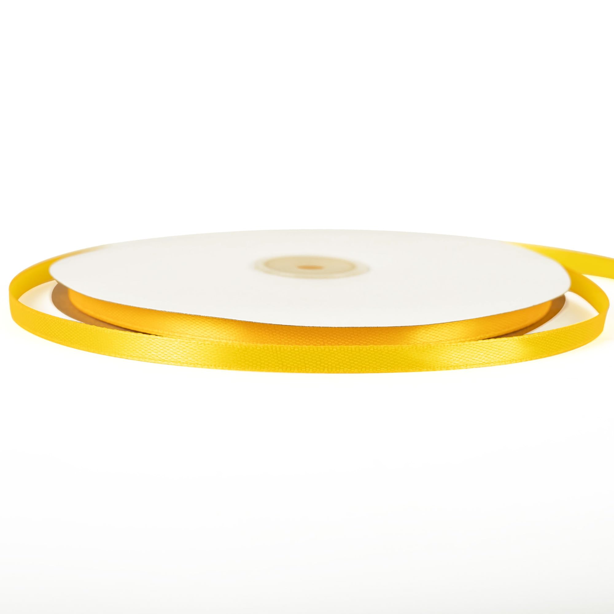 Yellow Satin Ribbon 6mm Thin x 91m - Golden Gift Wrapping Ribbon for Wedding, Christmas & Crafts | Slim Decorative Ribbons for Present Wrapping, Cake, Hair Bows & Florist Decorations