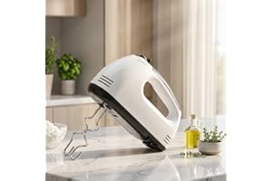Electric Hand Mixer 180W 7-Speed Handheld Whisk with 5 Stainless Steel Beaters and Hooks for Kitchen Baking