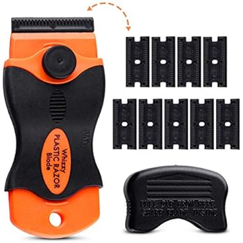 Whizzy Wheel Plastic Razor Blades Scraper with Contoured Grip. 20 Blade Edges and Ideal for Car Vinyl, Decal & Tint Removal