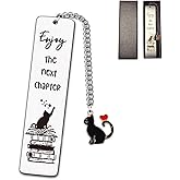 MAXBROTHERS Cat Metal Bookmark, Engraved 'Enjoy The Next Chapter', Stainless Steel, 5.1 x 1.02 Inches