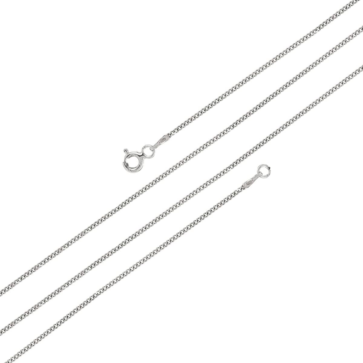 Treasure Bay Women's Silver Chain 925 Sterling Silver 1.1MM Curb Cuban Trace Chain Necklace Length 40/45/48/50/52/55/60 Cm (45)