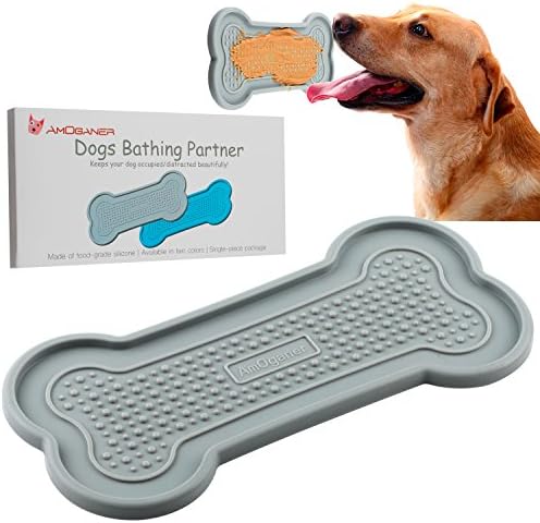 AmOganer Dog Bath Washing Tub, Food Grade Silicone Bathing Peanut Butter Partner Pad Gadget for Pet Puppy Dogs - Gray
