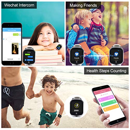 Autopmall GPS Watch Kids GPS Tracker Watch Waterproof IP65 SOS Call Function GPS WiFi LBS Real Time Tracking Health Steps Activity Tracking Boys Girls Gift