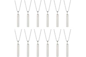 SUNNYCLUE 1 Box 12 Pack 20 Inch/50cm Stainless Steel Engraving Necklace Blanks Metal Stamping Necklaces Bulk Silver Engravabl