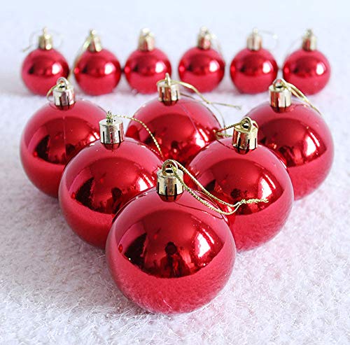 AMS Christmas Ball Plating Ornaments Tree Collection for Holiday Parties Decoration (40ct Brilliance, Red)