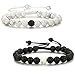 Thunaraz 2 Pcs Distance Bracelets His and Hers Relationship Couple Bracelet (D:Lava+White Stone Braided Rope)
