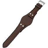Dioway for Fossil CH2891 Leather Watch Bands 22mm Replacement with Stainless Steel Buckle - Brown 22mm Fossil CH2891 Leather Watch Strap