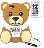 Bukit Cell Bundle: Moschino Toy 3D Teddy Bear Soft Silicone Case for 4.7 Inch Iphone 6s / Iphone 6[ NOT for Iphone 6 plus ] , Screen Protector + Metallic Stylus Touch Pen