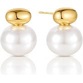 Sylph Pearl Stud Earrings for Women Rose Heart Two-Tone Dainty Jewelry | Features Rose Flower, Irregular Heart Two-tone Styles Comfy Dainty Jewelry For Daily Wedding Use