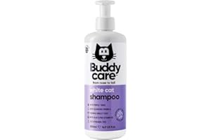White Cat Shampoo by Buddycare - Brightening and Whitening Shampoo for Cats - Deep Cleansing, Fresh Scented - with Aloe Vera and Pro-Vitamin B5(16.90oz)
