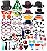 Set of 58 Photo Booth Props - Fun Props to Instantly Make Photo Booth Pictures More Interesting | Wedding | Graduation | Birthday | Party - Perfect for Any Occasion