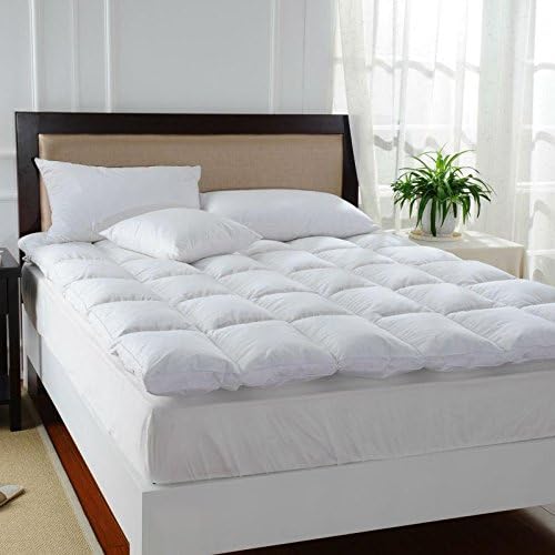 Peter Khanun White Duck Feather Bed Mattress 100% Cotton Shell 2 Inches Thick Hypoallergenic Mattress Topper (King)