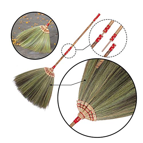 Natural Grass Broom Thai Broom Broomstick Bamboo Stick Handle Witch