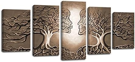 Laiwang-5 Pieces Modern Canvas Wall Art Abstract Love Trees Oil Painting On Canvas Prints Framed Home Wall Decorations Art for Kitchen Living Room Bedroom