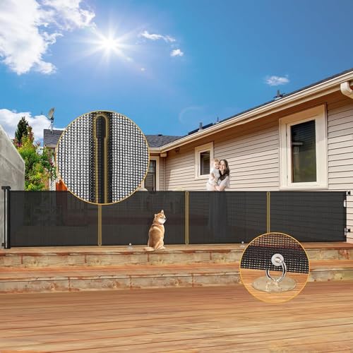 Eyeleaf Eyeleaf Retractable Safety Gate for Babies and Dogs, Baby Gate for Stairs, Hallways, Indoor and Outdoor (Black, 500 x 86 cm)