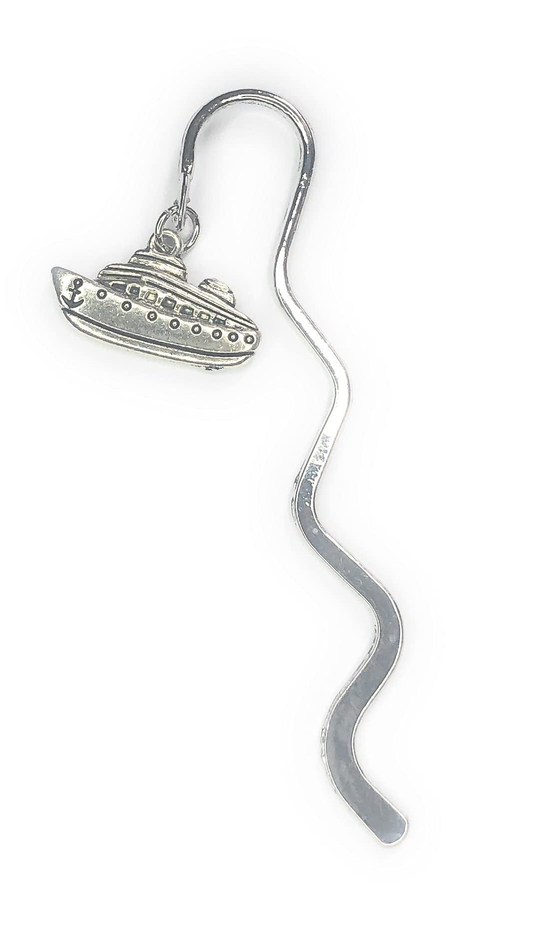 FizzyButton Gifts Cruise Ship mini Bookmark with Silver Tone Charm, in Gift Bag