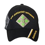 Officially Licensed US Army Infantry Division Black Embroidered Baseball Cap - Multiple Divisions Available! (4th Infantry)