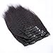 Anrosa Yaki Kinky Straight Clip in Extensions Real Remy Human Hair Kinky Clip ins Natural Black Hair Color 1B for African American Thick 120 Gram 18 Inch