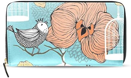 Womens Bird flower Purse Bage Women PU Leather Cards Holder Clutch Wallet