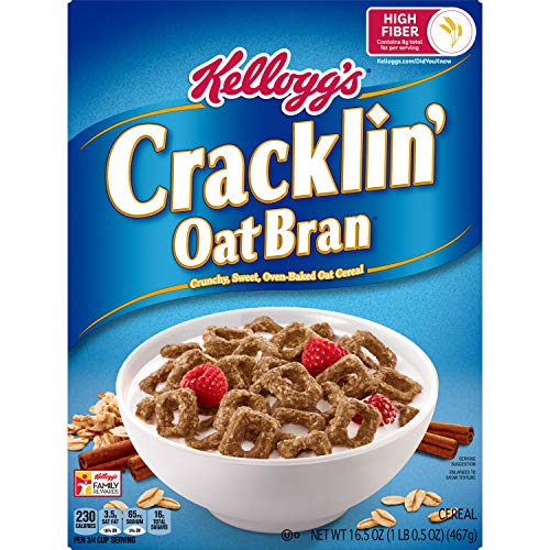 Kellogg’s Cracklin’ Oat Bran Breakfast Cereal, High Fiber Cereal, Kids