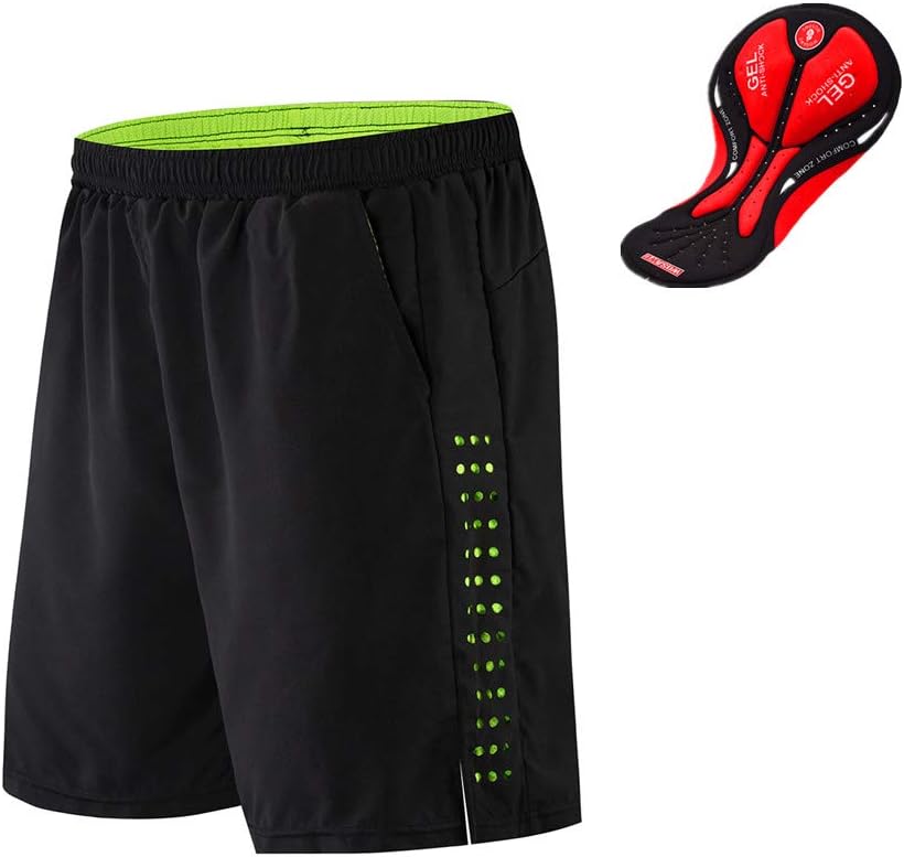 WOSAWE Men Sport Shorts Breathable 3D Silicone Padded Cycling Shorts 2 in 1 Quick Dry Trainingshorts for Fitness, Workout, Running, Jogging
